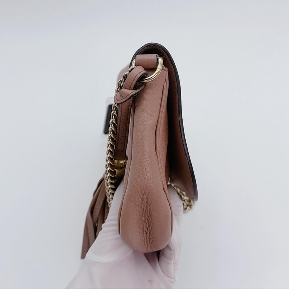 Gucci Soho Long Flap Shoulder Crossbody Dusty Rose Pink Bag Purse - Picture 5 of 16